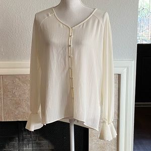 NWT Rose & Olive semi sheer blouse bell sleeves M